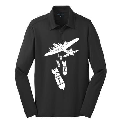 Bomber Dropping F Bombs Funny Silk Touch Performance Long Sleeve Polo