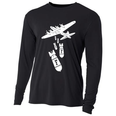 Bomber Dropping F Bombs Funny Cooling Performance Long Sleeve Crew