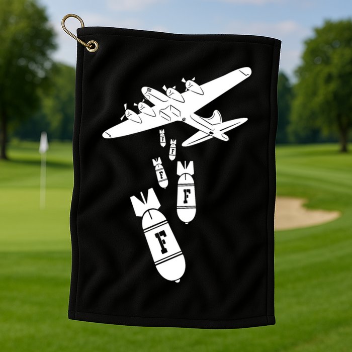 Bomber Dropping F Bombs Funny Golf Towel
