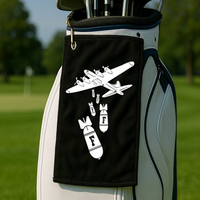 Bomber Dropping F Bombs Funny Golf Towel