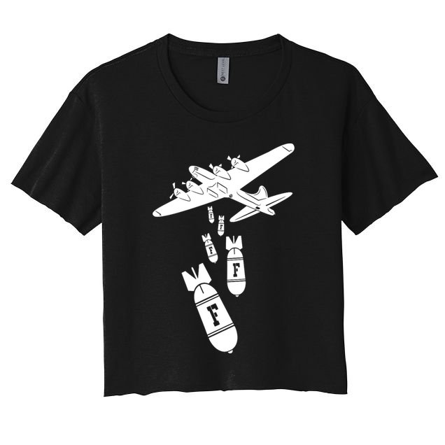 Bomber Dropping F Bombs Funny Crop Top