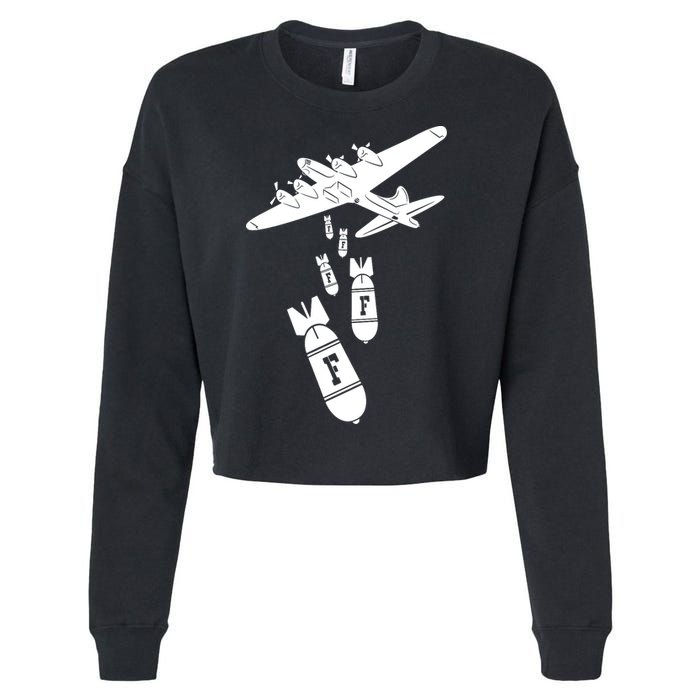 Bomber Dropping F Bombs Funny Cropped Pullover Crew