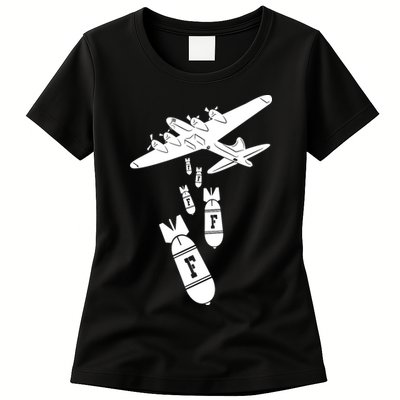 Bomber Dropping F Bombs Funny Womens T-Shirt