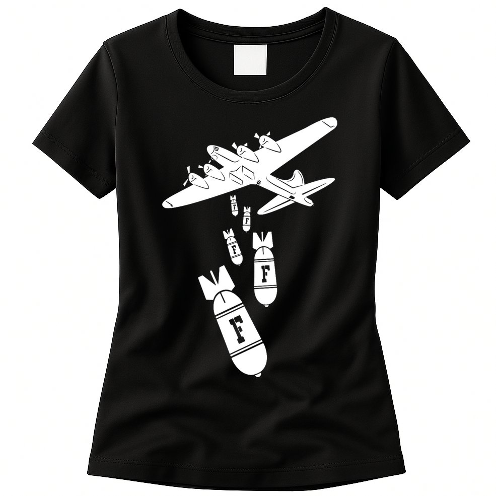 Bomber Dropping F Bombs Funny Womens T-Shirt
