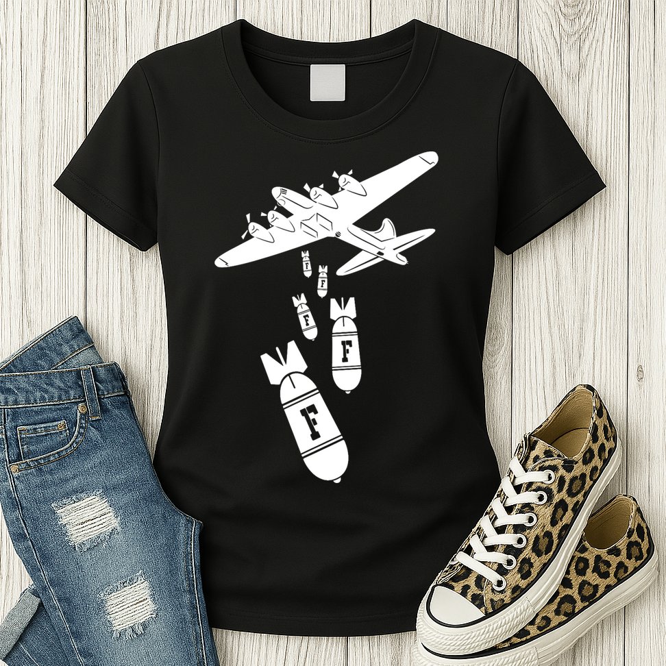 Bomber Dropping F Bombs Funny Womens T-Shirt