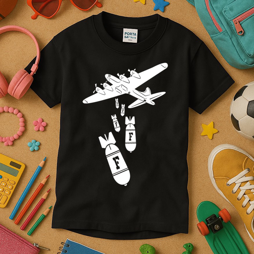Bomber Dropping F Bombs Funny Kids T-Shirt