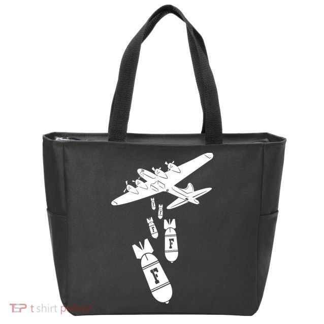 Bomber Dropping F Bombs Funny Zip Tote Bag