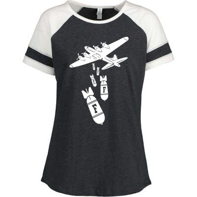 Bomber Dropping F Bombs Funny Enza Ladies Jersey Colorblock Tee