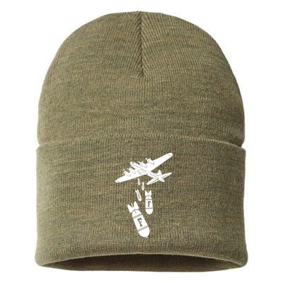Bomber Dropping F Bombs Funny Sustainable Knit Beanie