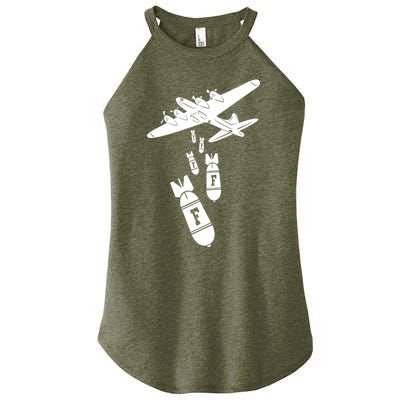 Bomber Dropping F Bombs Funny Women’s Perfect Tri Rocker Tank