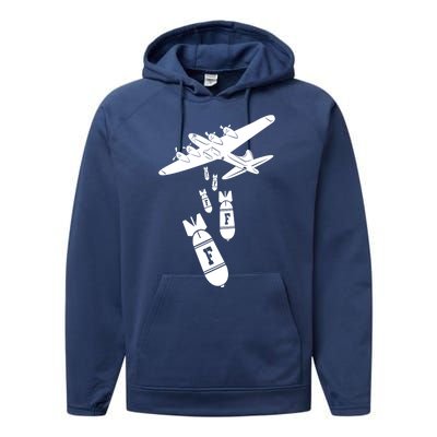 Bomber Dropping F Bombs Funny Performance Fleece Hoodie