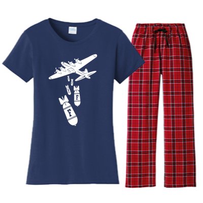 Bomber Dropping F Bombs Funny Women's Flannel Pajama Set