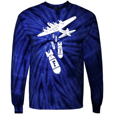 Bomber Dropping F Bombs Funny Tie-Dye Long Sleeve Shirt