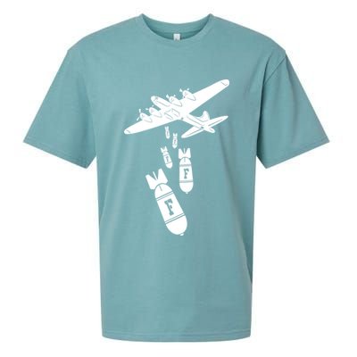 Bomber Dropping F Bombs Funny Sueded Cloud Jersey T-Shirt
