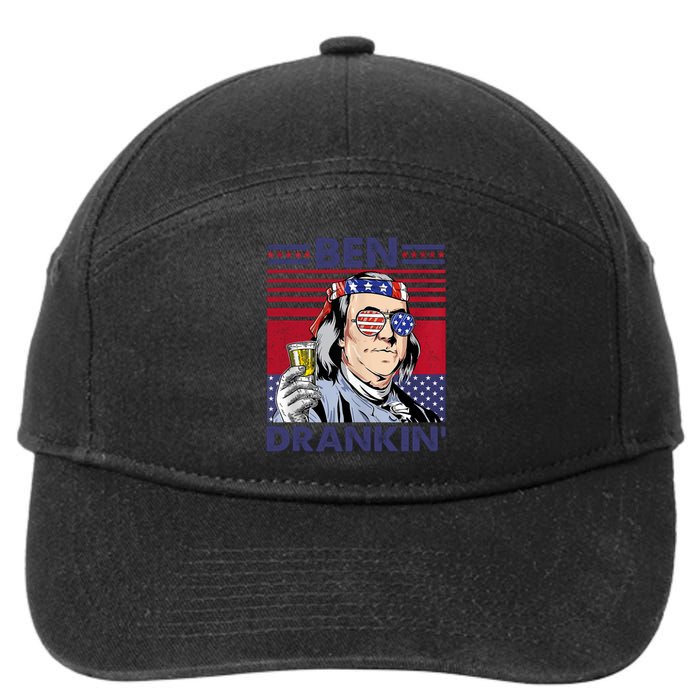 Ben Drankin Funny 4th Of July Drinking Presidents 7-Panel Snapback Hat