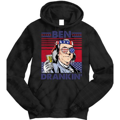 Ben Drankin Funny 4th Of July Drinking Presidents Tie Dye Hoodie