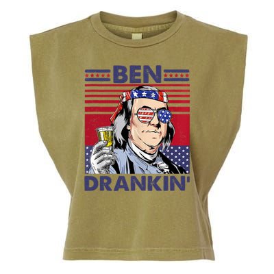 Ben Drankin Funny 4th Of July Drinking Presidents Garment-Dyed Women's Muscle Tee