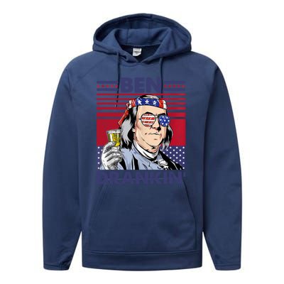 Ben Drankin Funny 4th Of July Drinking Presidents Performance Fleece Hoodie