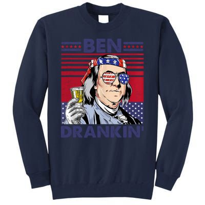 Ben Drankin Funny 4th Of July Drinking Presidents Tall Sweatshirt