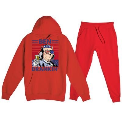 Ben Drankin Funny 4th Of July Drinking Presidents Premium Hooded Sweatsuit Set