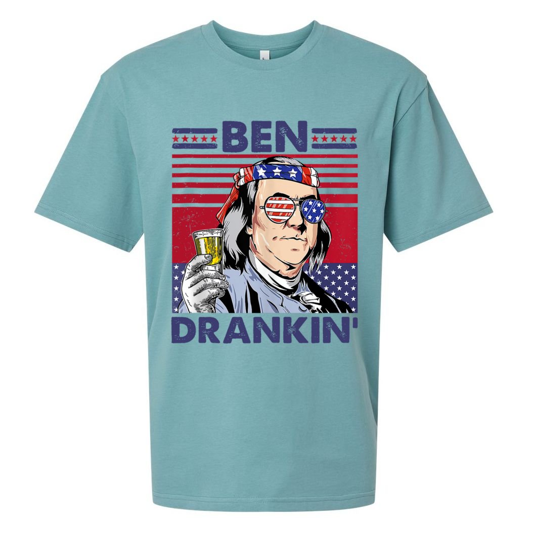 Ben Drankin Funny 4th Of July Drinking Presidents Sueded Cloud Jersey T-Shirt