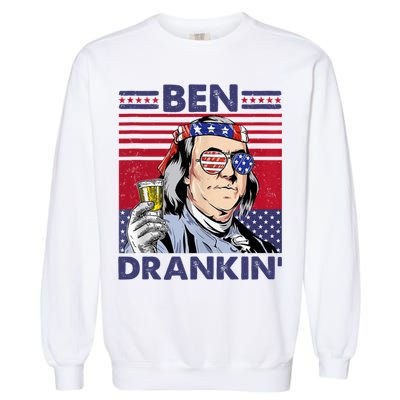 Ben Drankin Funny 4th Of July Drinking Presidents Garment-Dyed Sweatshirt