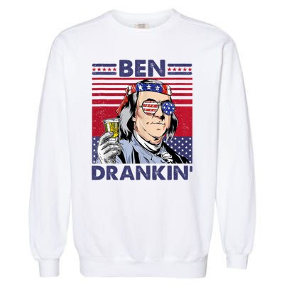 Ben Drankin Funny 4th Of July Drinking Presidents Garment-Dyed Sweatshirt