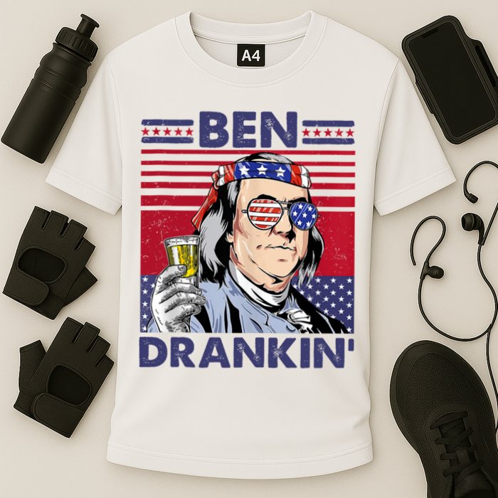 Ben Drankin Funny 4th Of July Drinking Presidents Cooling Performance Crew T-Shirt