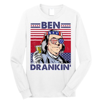 Ben Drankin Funny 4th Of July Drinking Presidents Long Sleeve Shirt