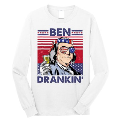 Ben Drankin Funny 4th Of July Drinking Presidents Long Sleeve Shirt