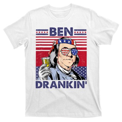 Ben Drankin Funny 4th Of July Drinking Presidents T-Shirt