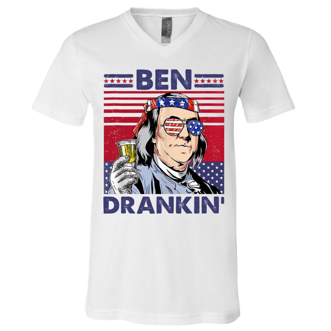Ben Drankin Funny 4th Of July Drinking Presidents V-Neck T-Shirt