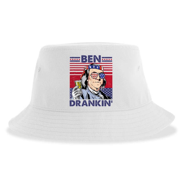 Ben Drankin Funny 4th Of July Drinking Presidents Sustainable Bucket Hat