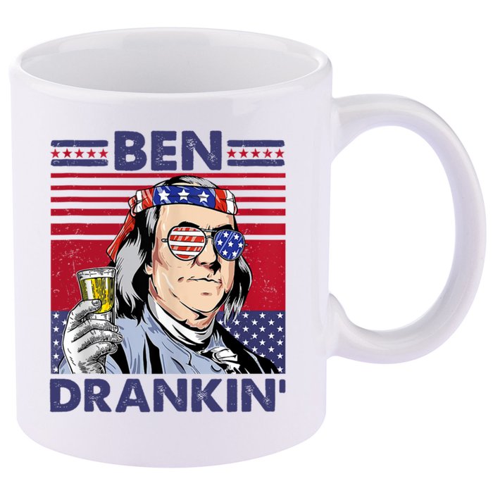 Ben Drankin Funny 4th Of July Drinking Presidents 11oz C Handle Ceramic Mug