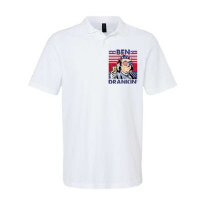 Ben Drankin Funny 4th Of July Drinking Presidents Softstyle Adult Sport Polo