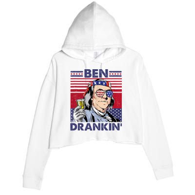 Ben Drankin Funny 4th Of July Drinking Presidents Crop Fleece Hoodie