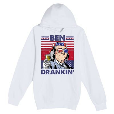 Ben Drankin Funny 4th Of July Drinking Presidents Premium Pullover Hoodie