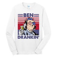 Ben Drankin Funny 4th Of July Drinking Presidents Tall Long Sleeve T-Shirt