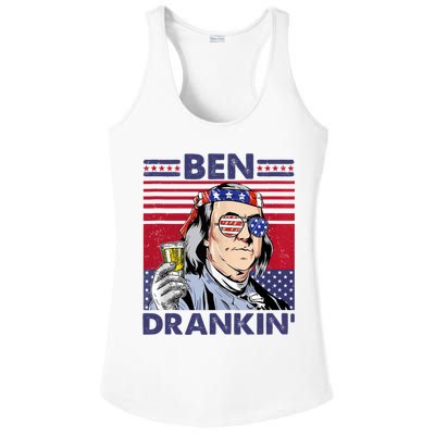 Ben Drankin Funny 4th Of July Drinking Presidents Ladies PosiCharge Competitor Racerback Tank