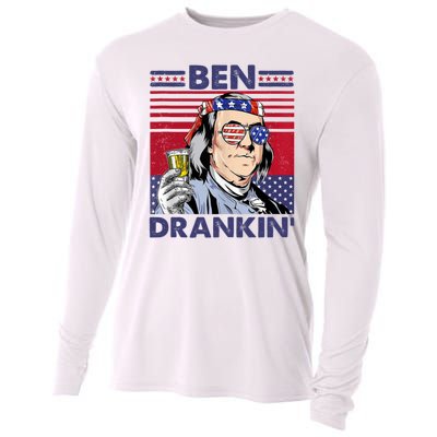 Ben Drankin Funny 4th Of July Drinking Presidents Cooling Performance Long Sleeve Crew