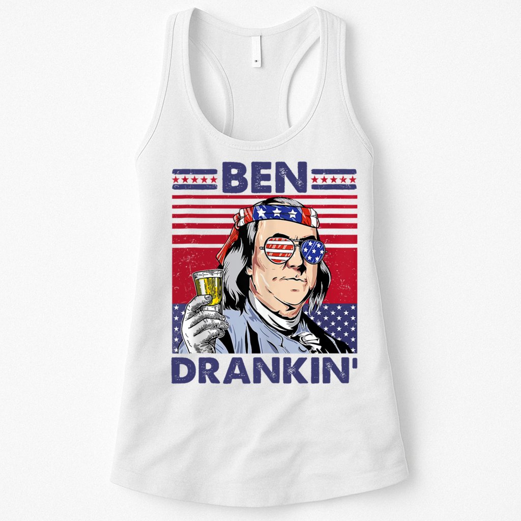 Ben Drankin Funny 4th Of July Drinking Presidents Womens Tank Top