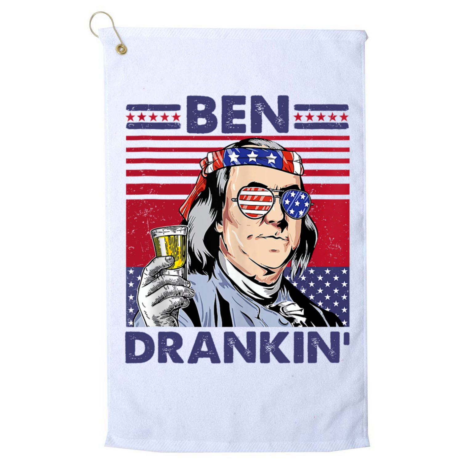 Ben Drankin Funny 4th Of July Drinking Presidents Golf Towel