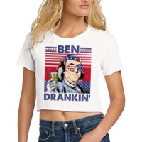 Ben Drankin Funny 4th Of July Drinking Presidents Women's Crop Top Tee