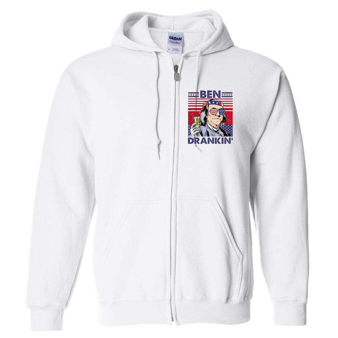 Ben Drankin Funny 4th Of July Drinking Presidents Full Zip Hoodie