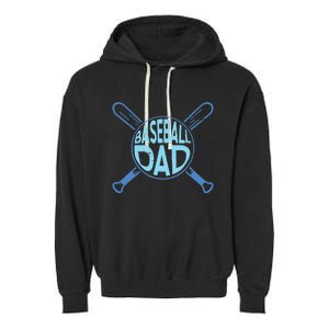 Baseball Dad Father Baseballer Daddy Papa Father's Day Garment-Dyed Fleece Hoodie