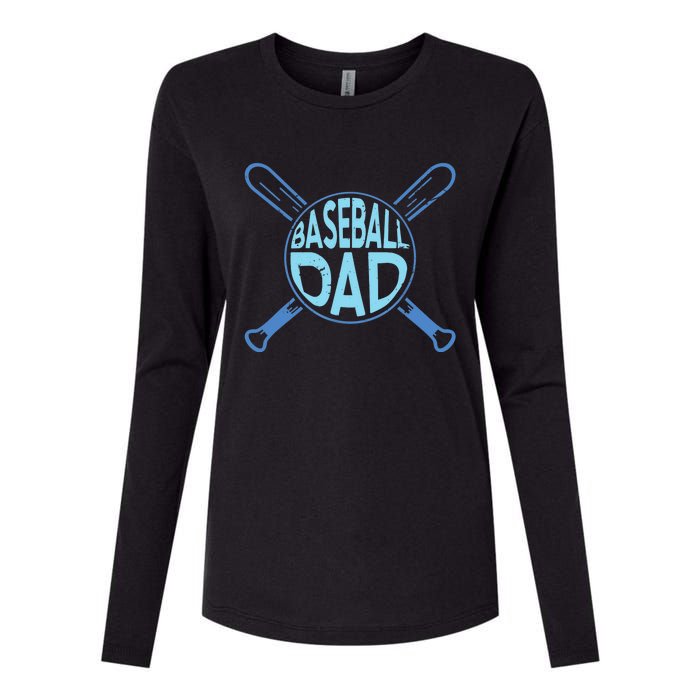 Baseball Dad Father Baseballer Daddy Papa Father's Day Womens Cotton Relaxed Long Sleeve T-Shirt