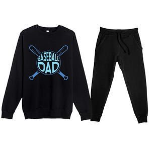 Baseball Dad Father Baseballer Daddy Papa Father's Day Premium Crewneck Sweatsuit Set