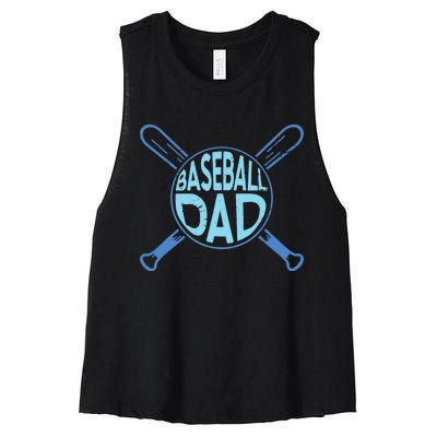 Baseball Dad Father Baseballer Daddy Papa Father's Day Women's Racerback Cropped Tank