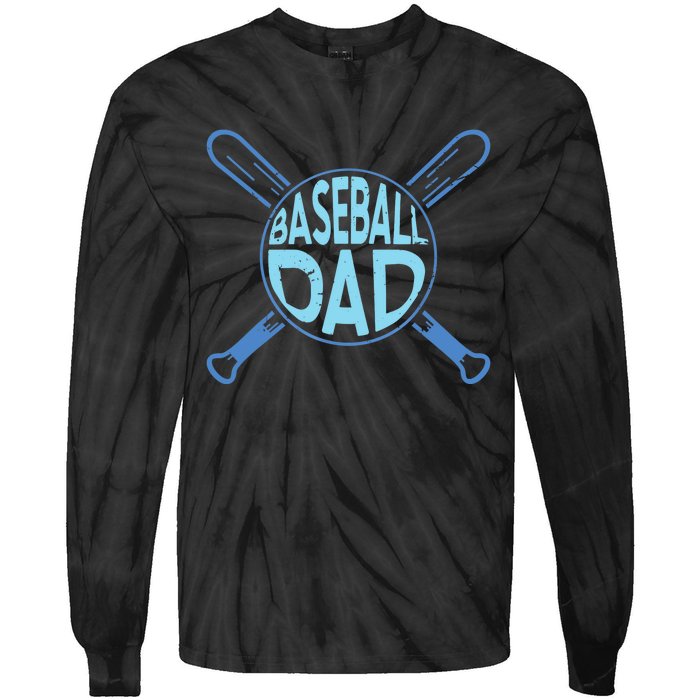 Baseball Dad Father Baseballer Daddy Papa Father's Day Tie-Dye Long Sleeve Shirt