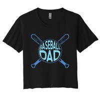 Baseball Dad Father Baseballer Daddy Papa Father's Day Women's Crop Top Tee